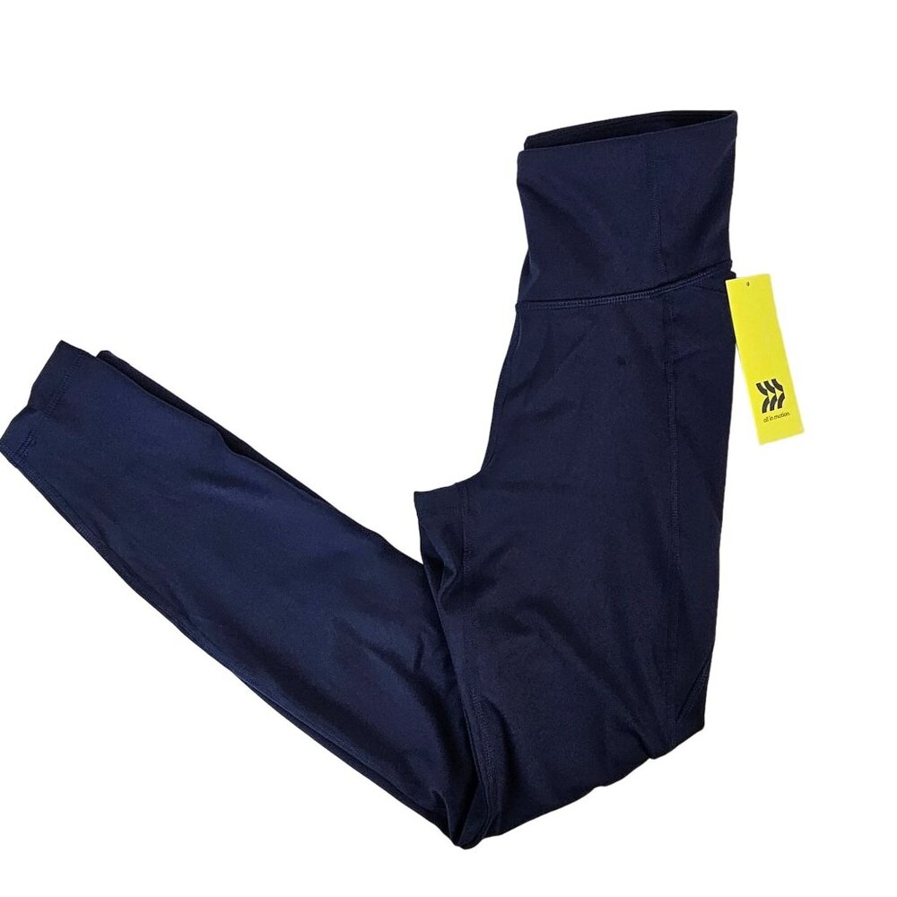 All In Motion Womens Navy Blue Leggings Size XS High Waisted Workout Running Gym